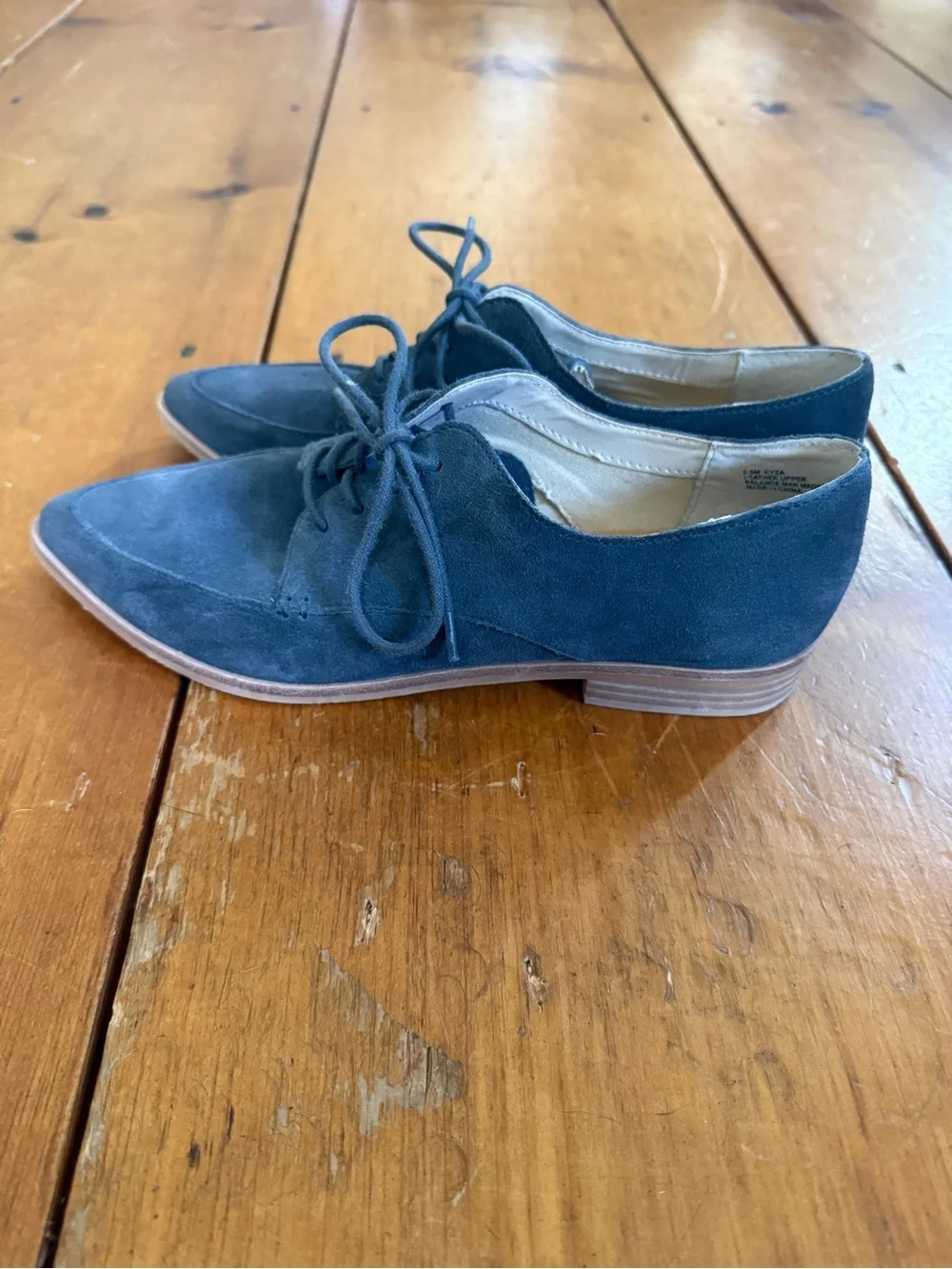 Dolce Vita Women’s Pointed Suede Lace-Up Oxfords in Slate Blue